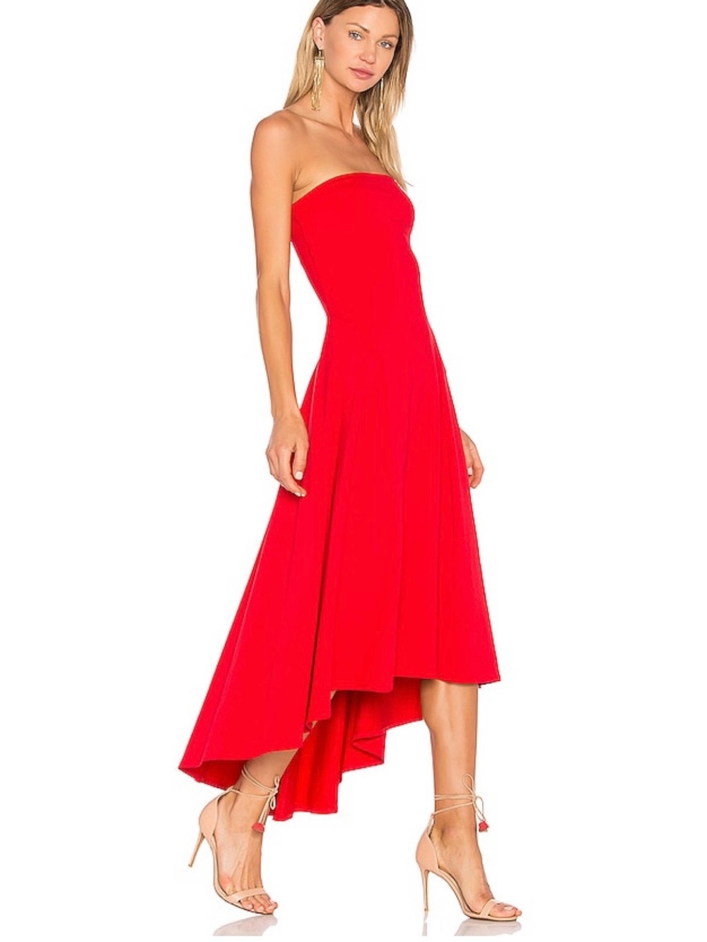 Susana Monaco Strapless Red High-Low Dress
